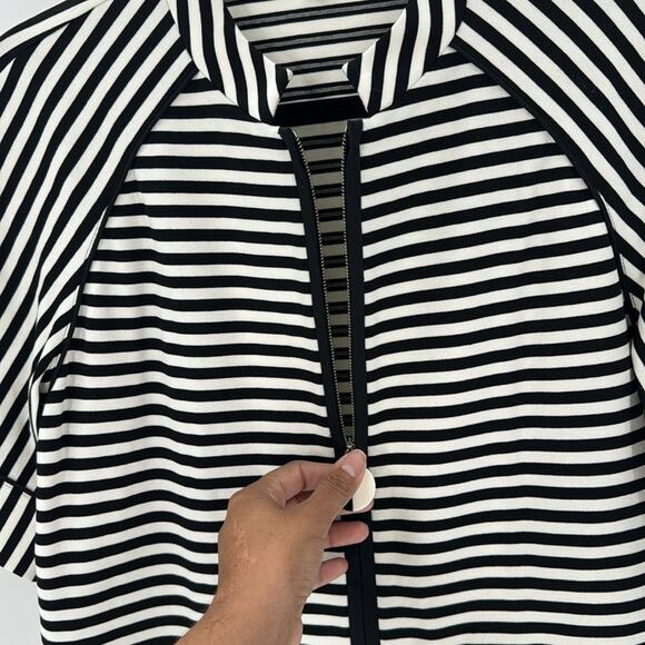 Lafayette 148 black white full zip half sleeve office preppy jacket size M - Picture 6 of 8